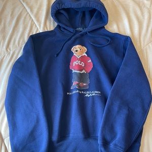 Polo Bear Hoodie Ralph Lauren Navy Size S/P Small Petite Pullover